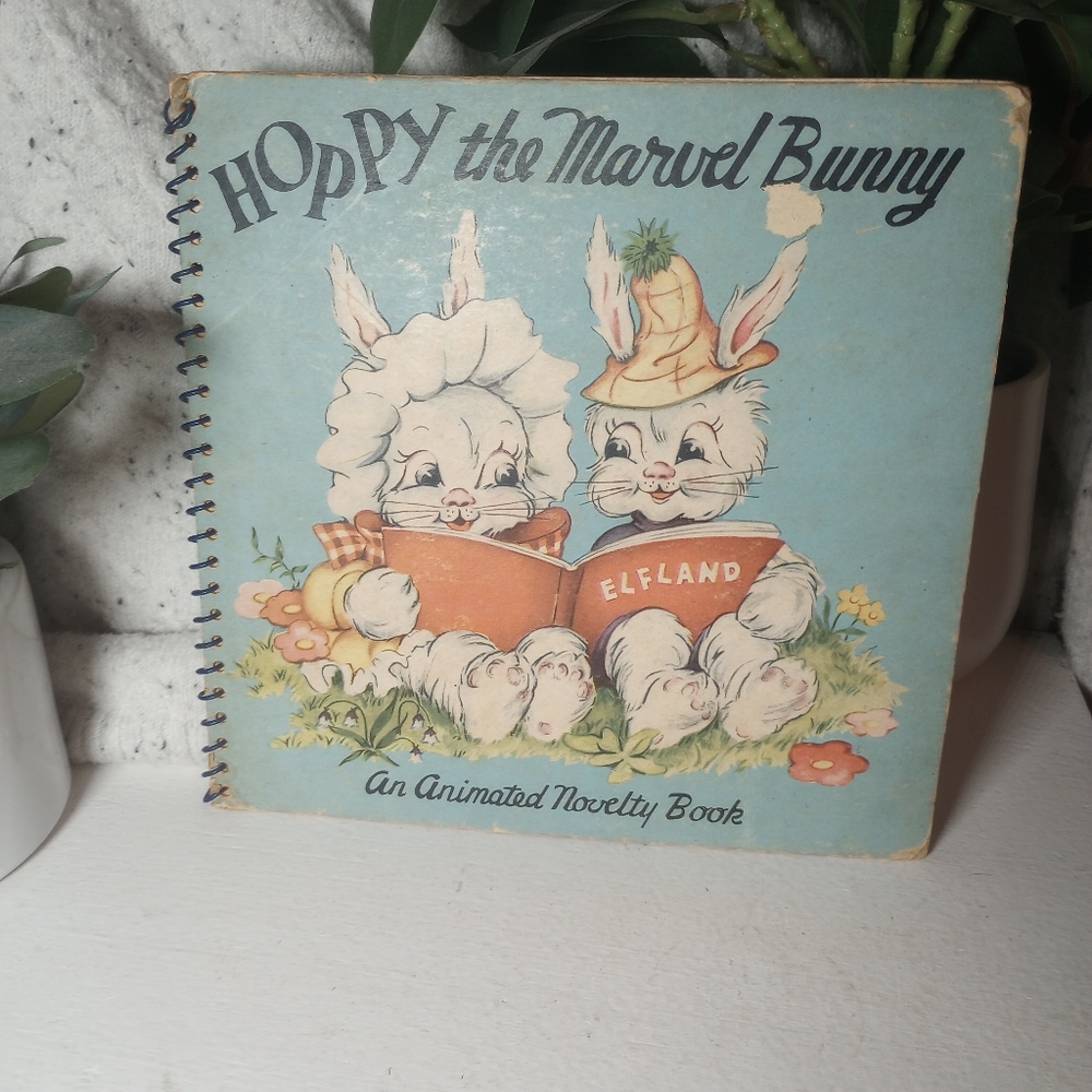 1945 Hoppy The Marvel Bunny Animated Novelty Pop  Up Book Rare Easter Gift  VTG